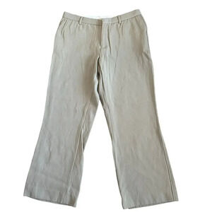 Tod's Womens Wide Legs Pant Size EU 44 Beige Solid Mid Rise Virgin Wool Pockets